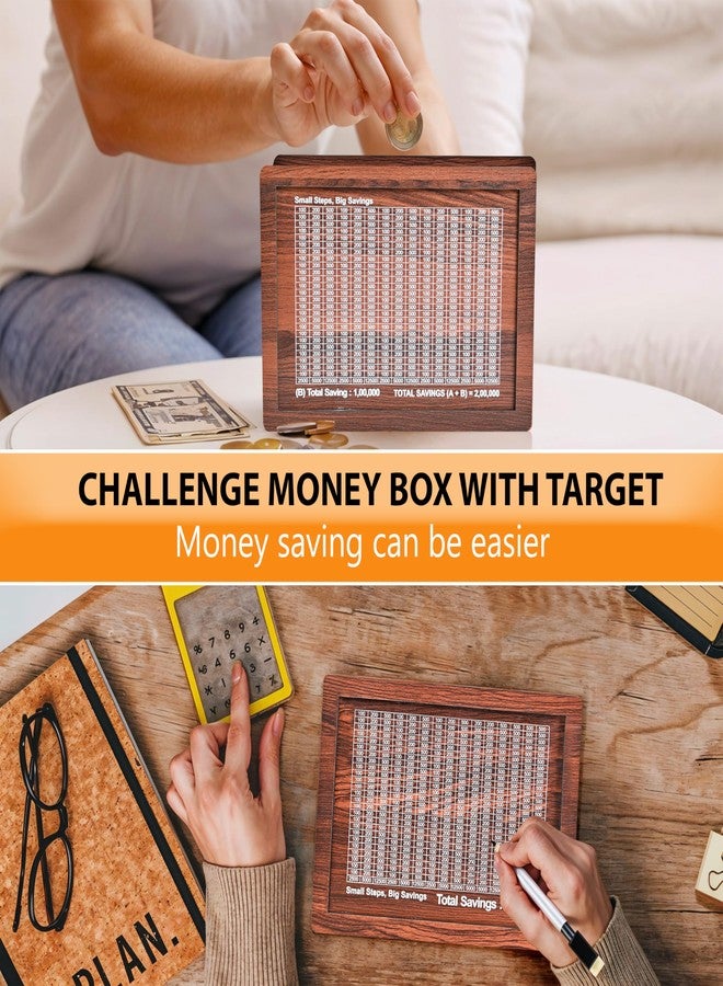 True Flair Wooden Money/Piggy Bank, Money Box, Coin Box with Printed Design for Kids/Children | Savings Challenge Box, Cashbox,Cash Vault Wooden Savings Box,Coin (2,00,000) - Image 4